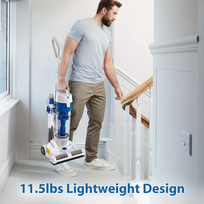 Upright Bagless Vacuum Cleaner with 20ft Cord 13in Cleaning Path Powerful Suction for Carpet Hard Floor Pet Hair Home