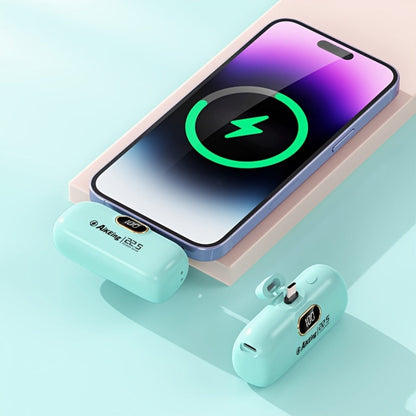 Mini Power Bank 5000mAh with Built-in USB-C Connector Fast Charging, Ultra-Compact Pocket Portable Charger for iPhone Android Samsung