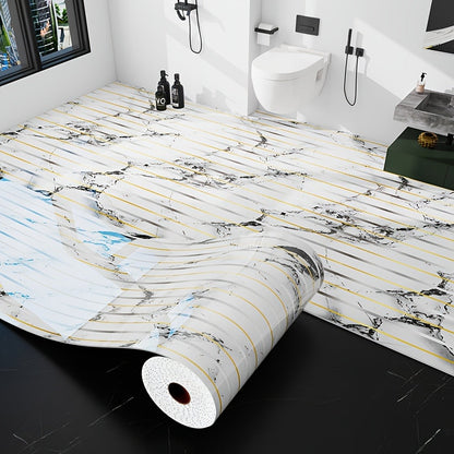 Peel and Stick Floor Tile Sticker 15.7"x118" Self-Adhesive Marble Pattern Vinyl Roll for Entryways, Bedrooms and Living Spaces