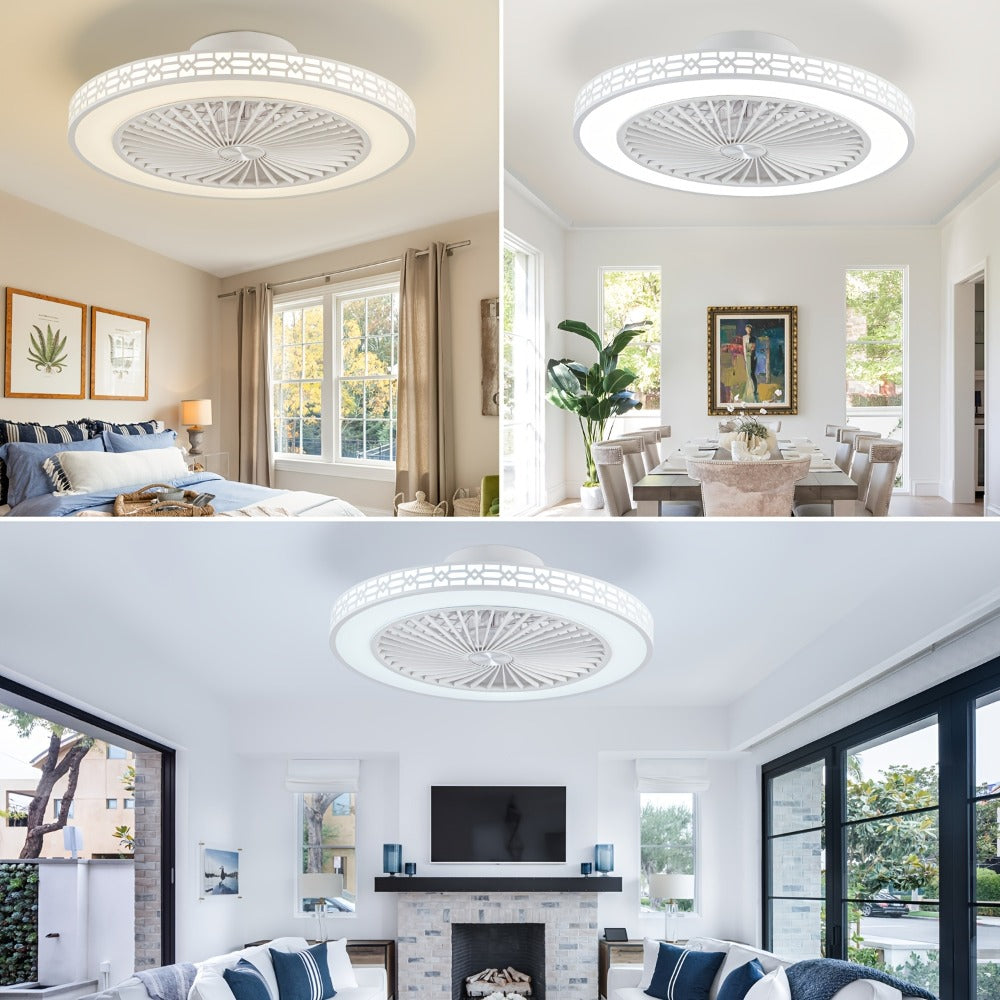 LED Ceiling Fan with Light 20 Inch Modern Flush Mount Adjustable Color Temperature 3000K for Entryways, Bedrooms and Living Spaces
