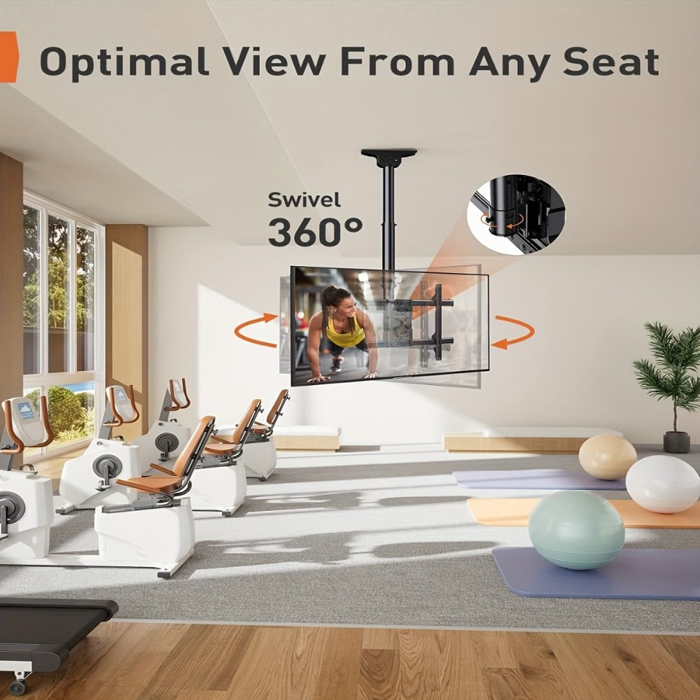 Ceiling TV Mount 37-75 Inch - 360° Swivel & Tilt Adjustable Bracket for Flat & Curved TVs up to, VESA 600x400mm
