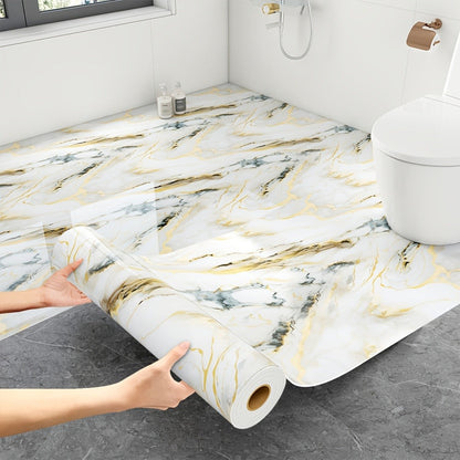 Peel and Stick Floor Tile Sticker 15.7"x118" Self-Adhesive Marble Pattern Vinyl Roll for Entryways, Bedrooms and Living Spaces