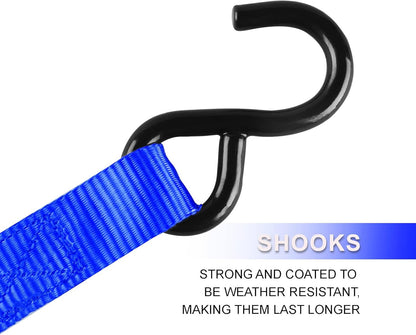 Ratchet Tie Down Straps 4-Pack 15FT 1, 500 lb Break Strength Heavy Duty with Soft Loops & Storage Bag – High-Visibility Webbing