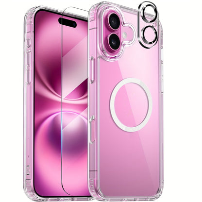 Phone Case Clear TPU and PC Three-Piece Bundle with Screen and Camera Lens Protectors for Select iPhone Models