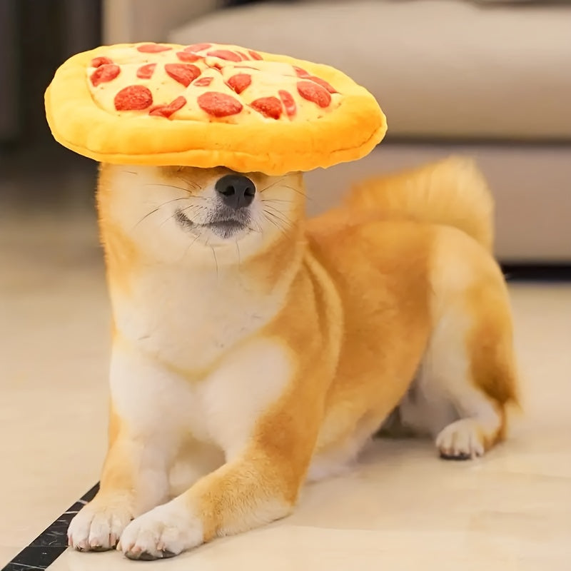 Squeaky Pizza Dog Toy – Plush Pepperoni Pizza & Donut Chew Toy for Dogs, Durable Soft Interactive Toy for All Breeds