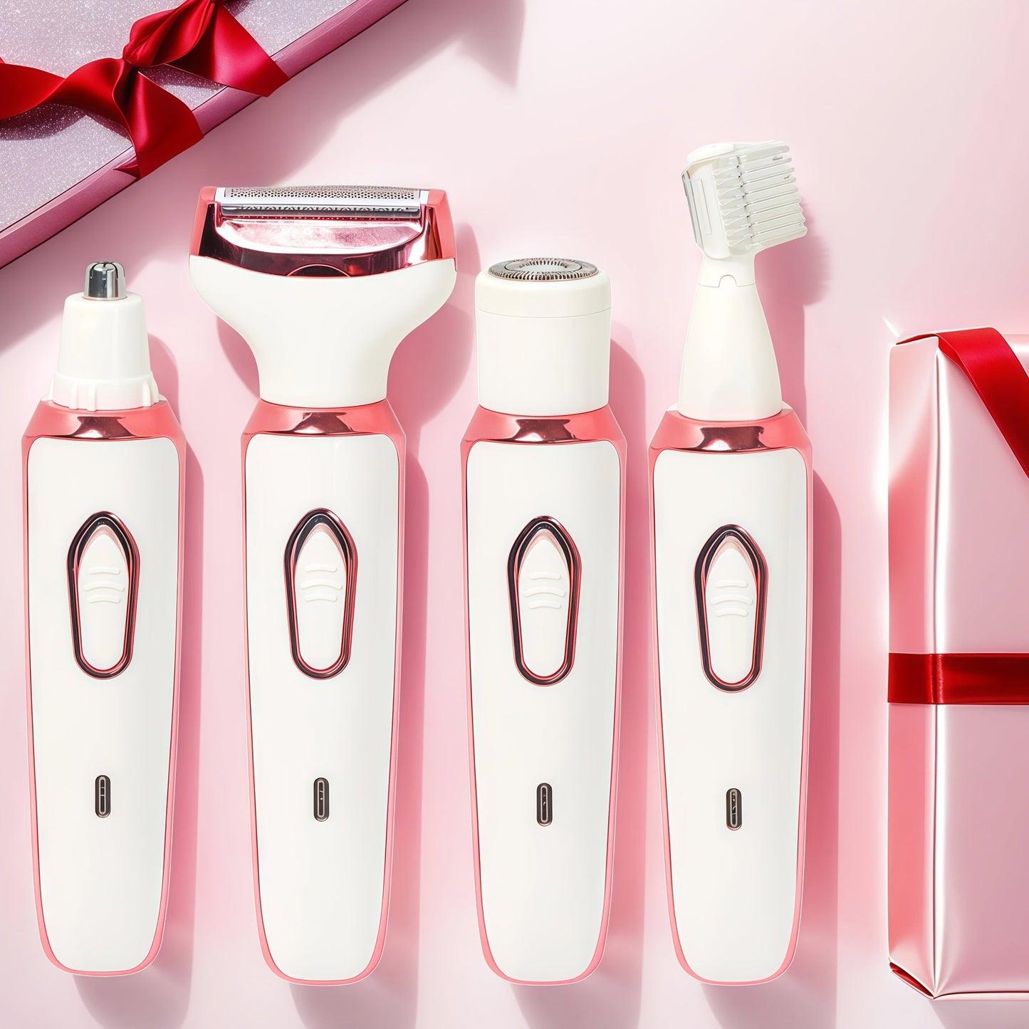 4-in-1 Electric Hair Remover for Women USB Rechargeable Shaver Trimmer – Eyebrow Nose Face Leg Bikini Line Underarm Peach Fuzz Removal