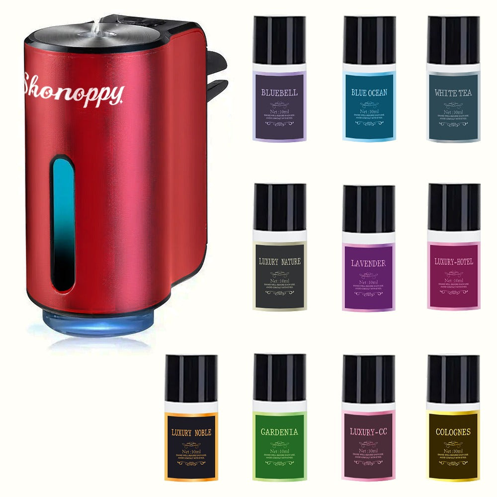 Car Air Freshener Aroma Diffuser with Essential Oils – USB Powered Smart Scent Diffuser for Car, 3/6/10/20 Bottles 0.34oz Essential Oils
