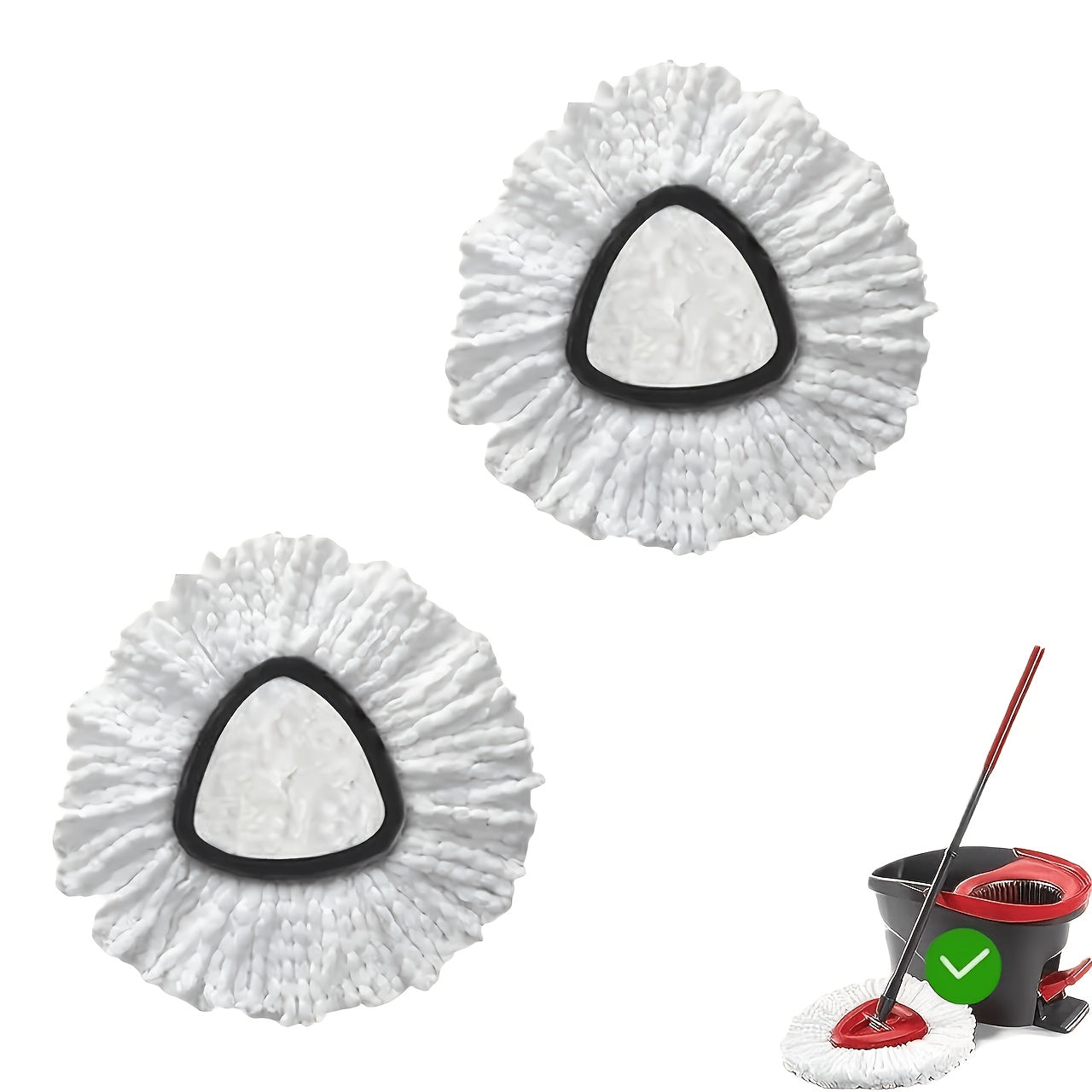 Microfiber Rotary Mop Replacement Heads 360 Degree Triangular Spin Mop Pads Refill Compatible with Rotary Mop Systems Deep Floor Cleaning 2