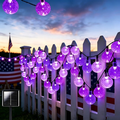 String Lights, 100-LED Solar Crystal Ball Fairy Lights with Eight Modes, 39-Foot Length and Four Colors