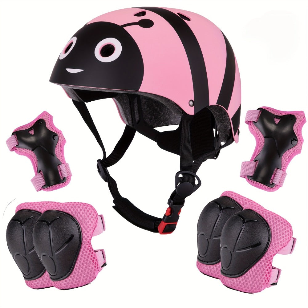 Kids Bike Helmet with Knee and Elbow Pads, Adjustable Gear Set for Ages 5-14, 350g with Ventilation