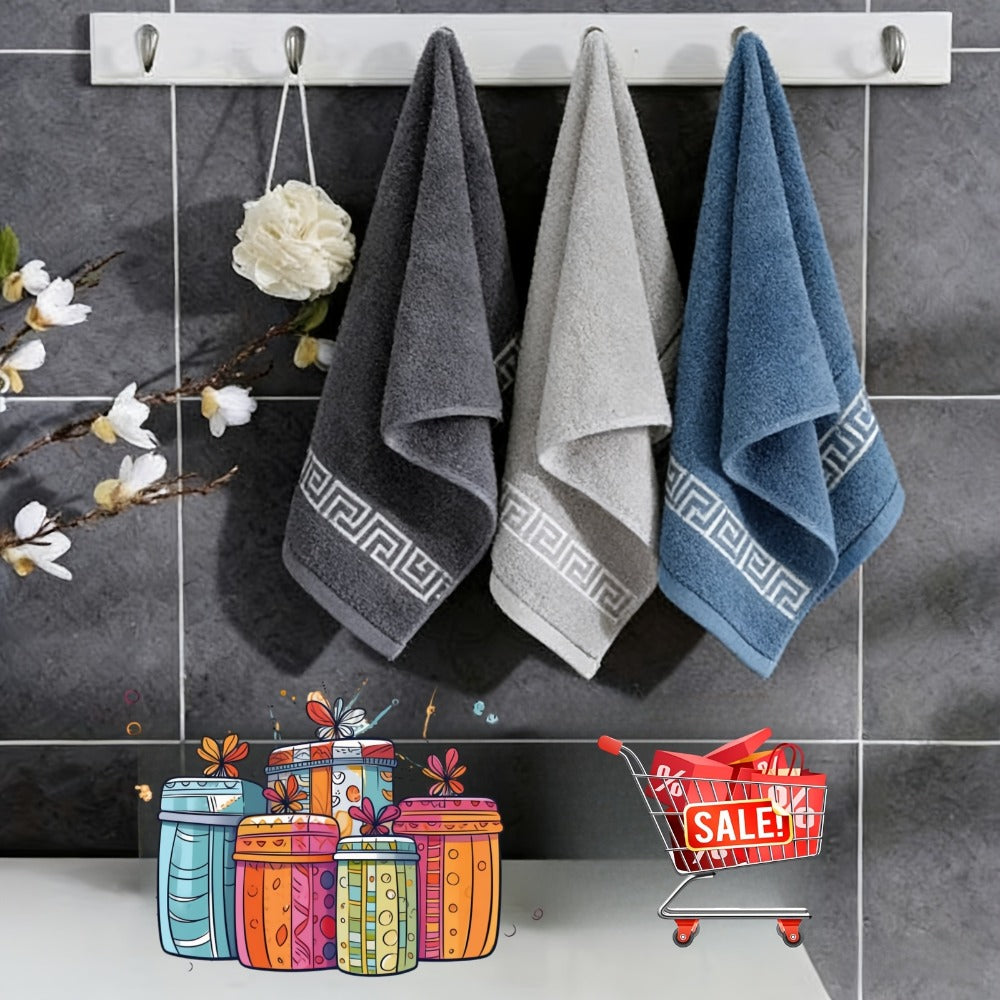 Bath Towels Set of 3 400GSM Microfiber Towels with Coastal Pattern for Bathroom and Spa for Home and Guest Use