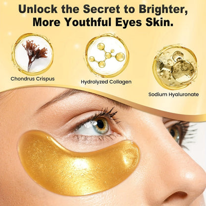 Gold Collagen Eye Patches 24 Pairs – Under Eye Masks for Dark Circles, Puffiness & Fine Lines | Hydrating Anti-Aging Gel Patches for Women