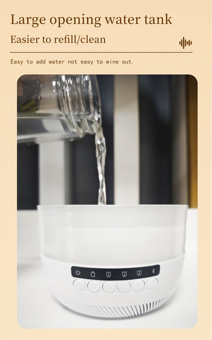 Cool Mist Humidifier with 7-Color Night Light Raindrop Music Design Dual Mist Output 26dB Ultra-Quiet 24H Operation Visible Water Level
