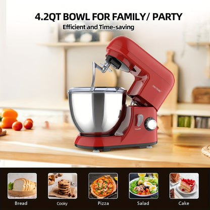 Stand Mixer 4.5 Qt Tilt-Head 500W Electric Kitchen Mixer 6-Speed Multifunctional with Dough for Home Cooking, Dining and Outdoor Meals
