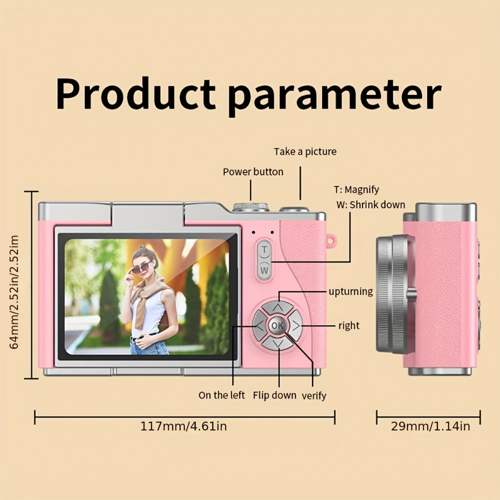 4K HD Digital Camera 2.4-Inch Flip Screen for Beginners Vlogging Photography Video Recording for an Everyday Personal Care Routine