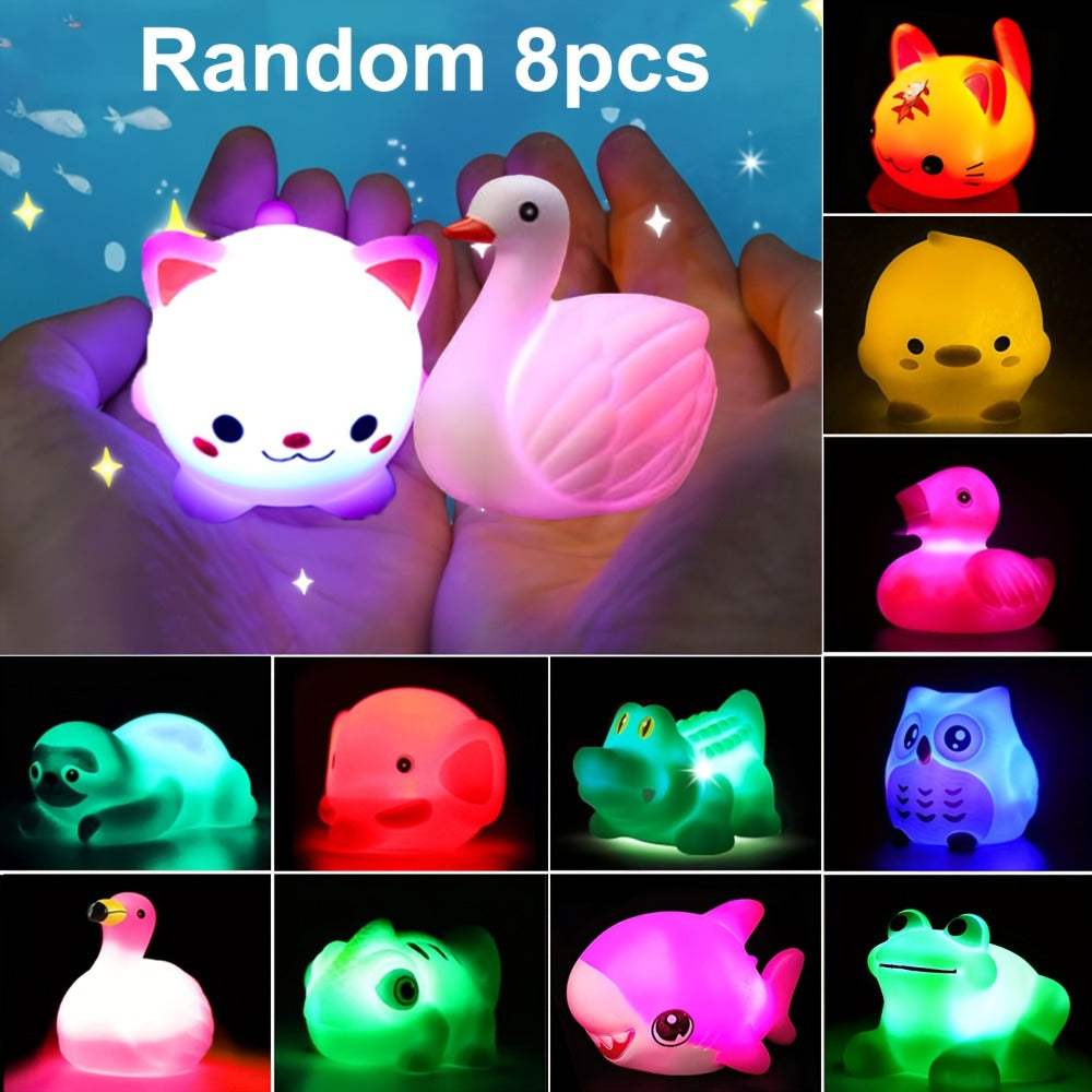 Water-Activated Light-Up Floating Bath Toy Sets in Animal, Marine and Colorful Assortments, 2 to 12 Pieces