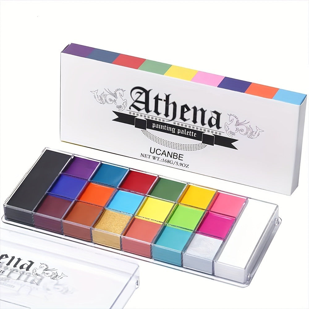 Oil-Based Face Body Paint Palette 20 Colors 168g – Halloween SFX Makeup Kit Black White Flash Tattoo Cosplay