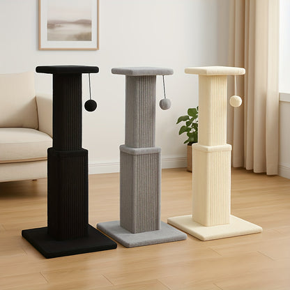 Cat Scratching Post Multi-Tier Sisal Tower for Indoor Cats – 18.9" & 32" Cat Tree with Hanging Ball Toy, Natural Sisal Rope, Sturdy Base