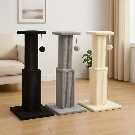 Cat Scratching Post Multi-Tier Sisal Tower for Indoor Cats – 18.9" & 32" Cat Tree with Hanging Ball Toy, Natural Sisal Rope, Sturdy Base