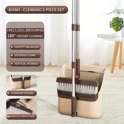 Folding Broom and Dustpan Set with Sectioned Handle, Rotating Head and Nine Blue, Orange or Khaki Checkout Options
