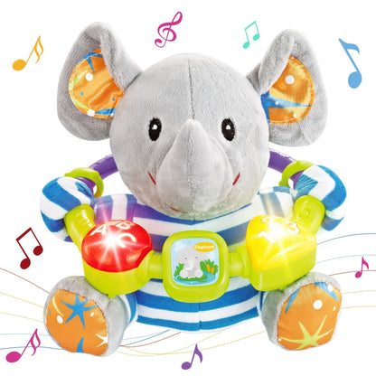 Musical Elephant Plush Toy with Music & Light, Soothing Stuffed Animal for Baby Toddler Boys Girls