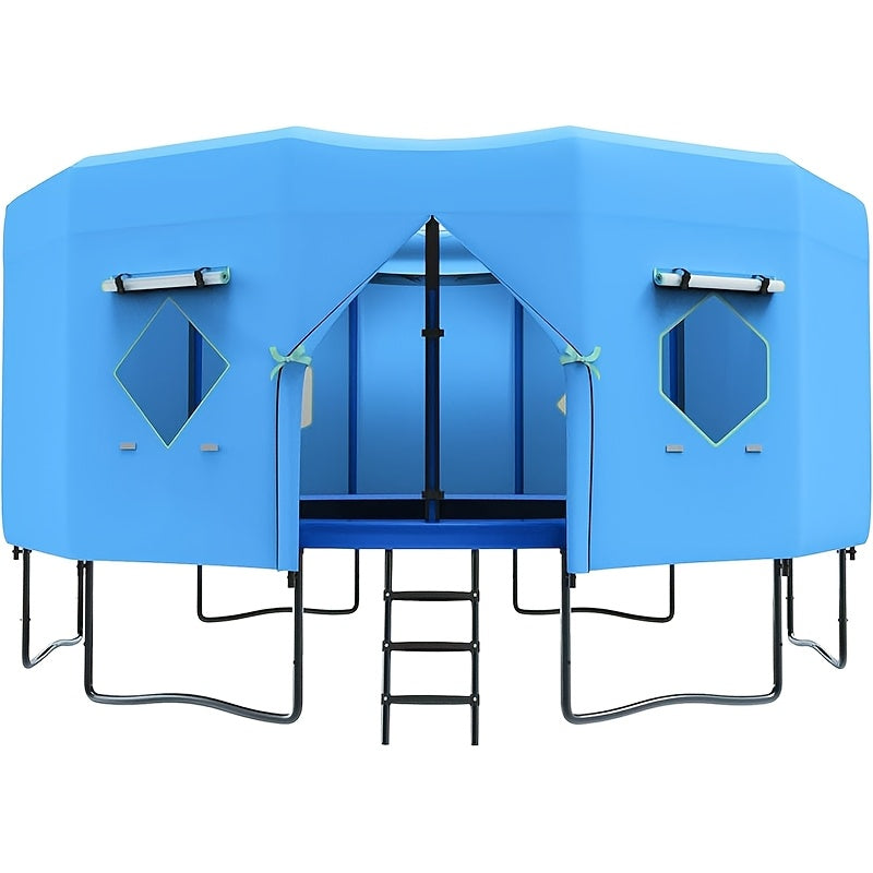 Trampoline Tent Canopy with Windows & Sun Protection – Fits 6/8/10/12/14/15/16ft Round Trampoline, Straight Pole Compatible