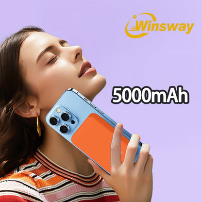 Power Bank Magnetic 5000mAh Mini with Wireless Charging, PD, QC3.0 and Eight Colors for Travel