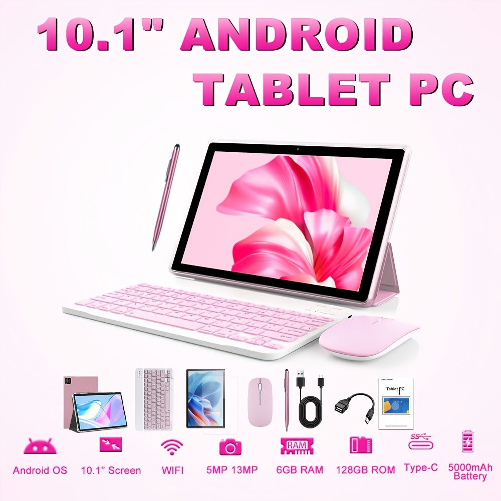CRELANDER Android Tablet 10.1 Inch 2-in-1 with Keyboard & Mouse, 6GB RAM 128GB ROM, HD IPS Display