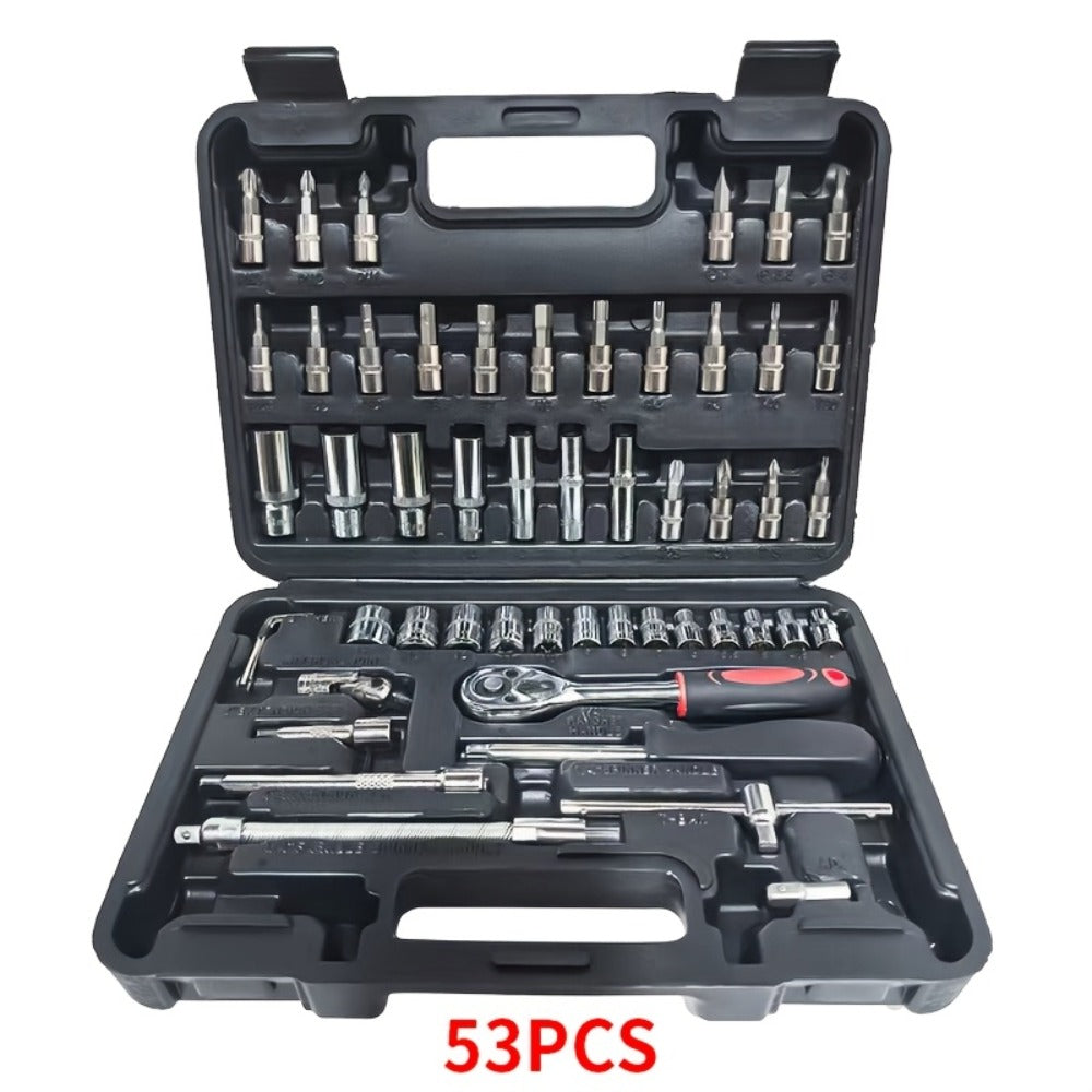 Impact Socket Set in 53, 54, 194 or 518-Piece Options with 3/8-Inch Drive, Metric and Imperial Sizes for Car Repair and DIY