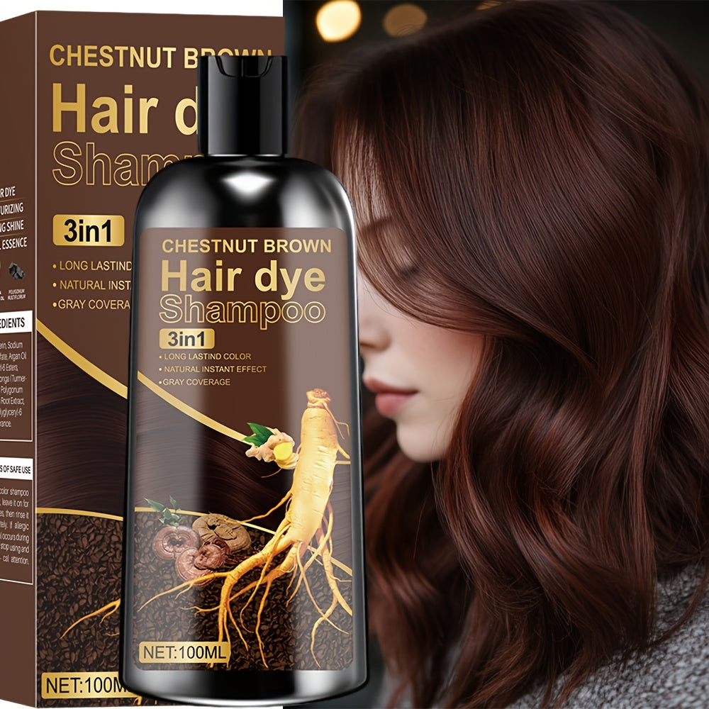Plant Extract Hair Coloring Shampoo 100ml 3.38oz, Deep Scalp-Safe Gray & White Hair Coverage, Botanical Color