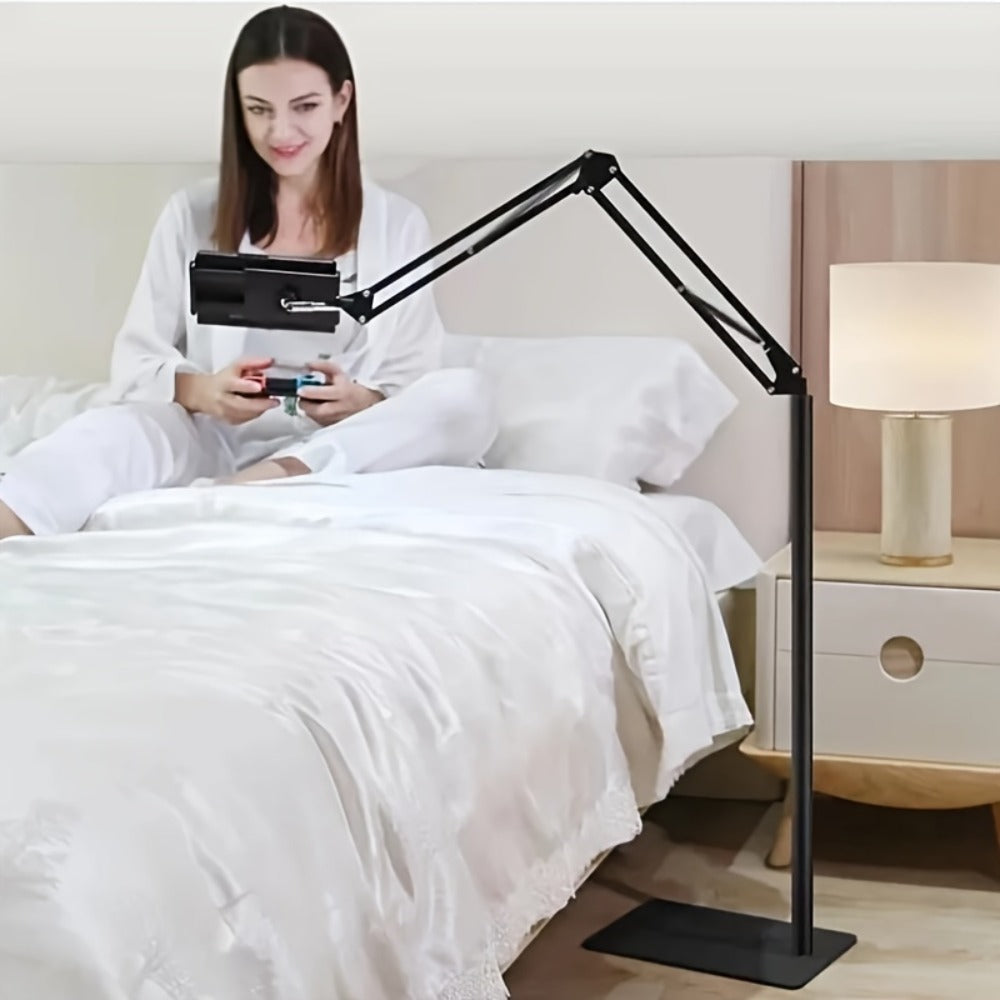Floor Stand Phone Tablet Holder 68.9 Inch Flexible Gooseneck Lazy Bracket with 360° Rotating Head Foldable Adjustable Arm for Bed Sofa Desk