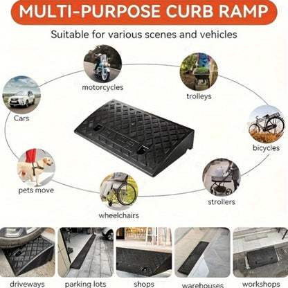Curb Ramp Plastic Portable for Car SUV Motorcycle Bike Wheelchair Scooter Driveway Sidewalk for Entryways, Bedrooms and Living Spaces
