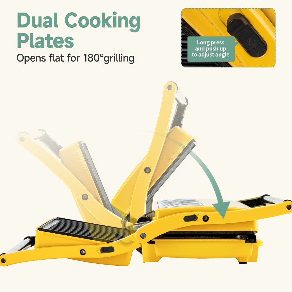 Panini Press Grill 3-in-1 Electric Indoor Grill with Non-Stick Plates - 180° Flat Grill for Entryways, Bedrooms and Living Spaces