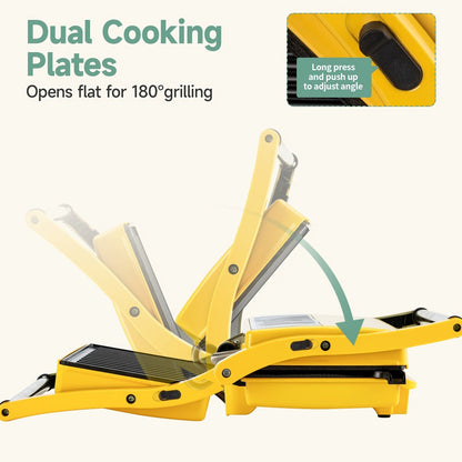 Panini Press Grill 3-in-1 Electric Indoor Grill with Non-Stick Plates - 180° Flat Grill for Entryways, Bedrooms and Living Spaces