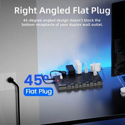 Surge Protector Power Strip 28-in-1 with 22 Spacious AC Outlets USB-C PD 45W 2100 Joules Flat for an Everyday Personal Care Routine