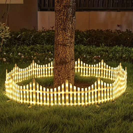 Eight-Piece Flexible Solar Picket Fence Light Set, 35 x 28.5cm Per Section in Multicolor or Warm White