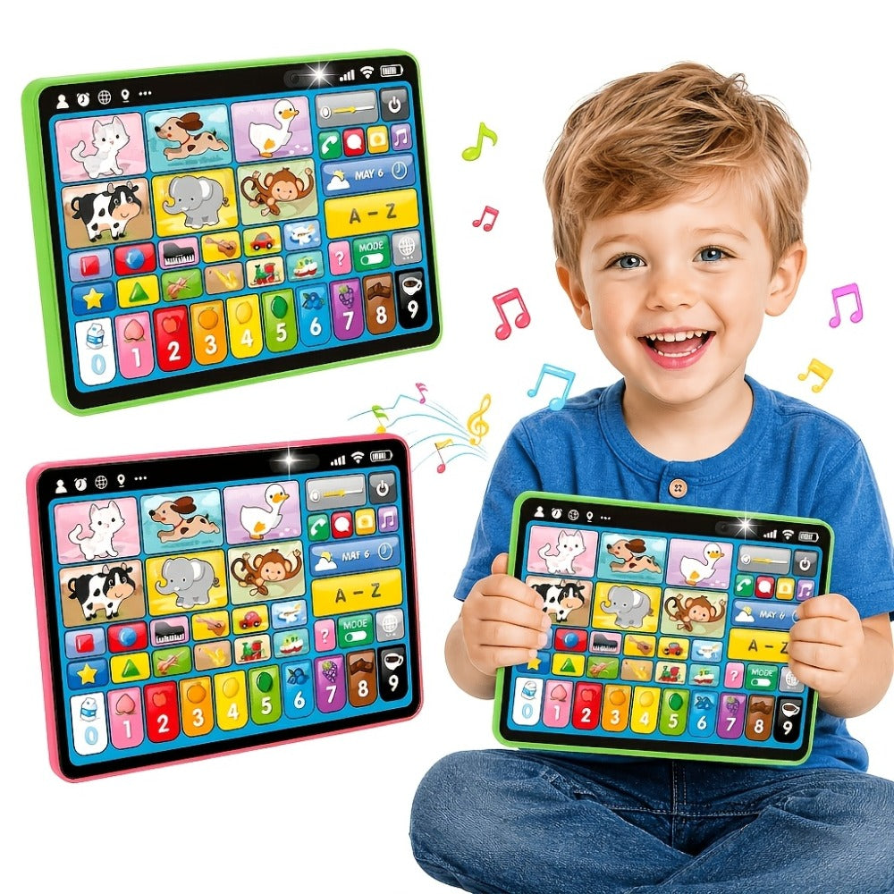 Trilingual Toddler Learning Tablet Toy, 39 Buttons 4 Play Modes Alphabet Numbers Colors Animals Music
