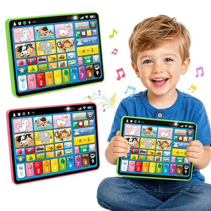 Trilingual Toddler Learning Tablet Toy, 39 Buttons 4 Play Modes Alphabet Numbers Colors Animals Music