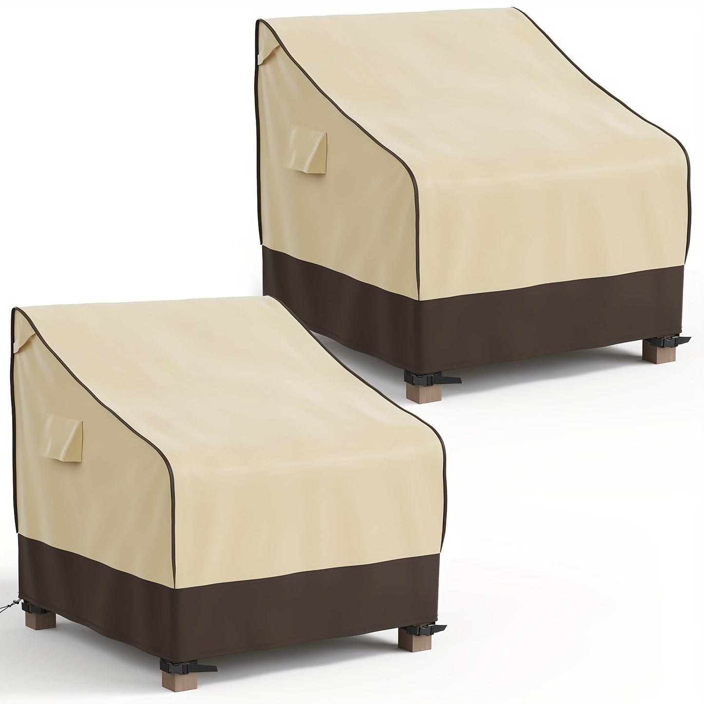 Two-Pack Patio Chair Covers in Beige and Brown with 32- or 35-Inch Width and 36-Inch Height