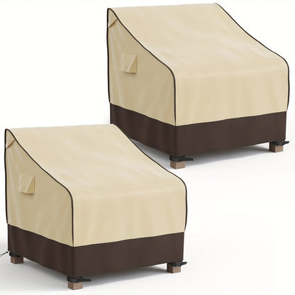 Two-Pack Patio Chair Covers in Beige and Brown with 32- or 35-Inch Width and 36-Inch Height