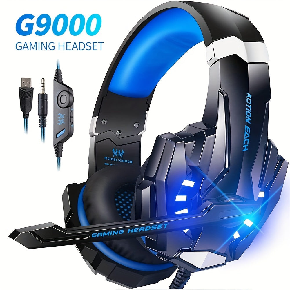 G9000 Surround Sound Gaming Headset with Noise Cancelling Mic, LED Lights & Memory Earmuffs