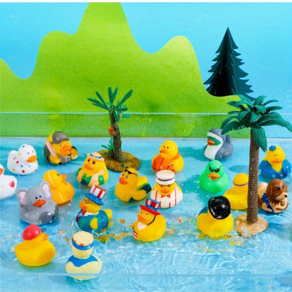 Party Favors Mini Rubber Ducks, 15-Piece Multicolor Assortment with Mesh Storage Bag and 2-Inch Size