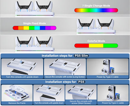 PS5 Cooling Stand with 16 Game Slots & LED Light for an Everyday Personal Care Routine, with the Listed Configuration