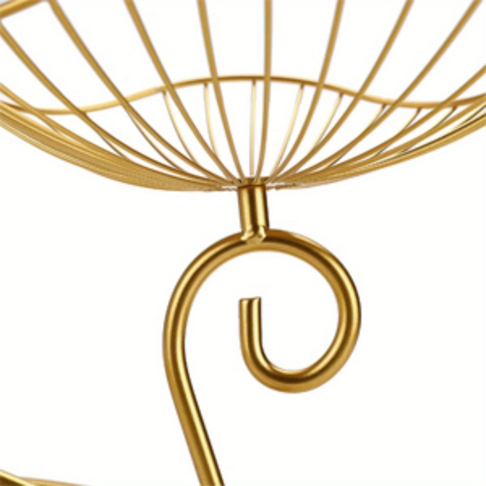 Fruit Basket Stand 3-Tier Decorative Iron Metal Wire Fruit Bowl with Lotus Leaf Design, Countertop Holder for Fruits Vegetables Bread