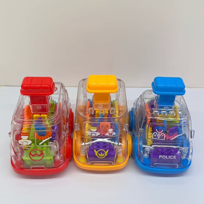 Gear Toy Cars for Toddlers 3-Pack, Transparent Body See-Through Gear Mechanism Push-and-Go Vehicle Set