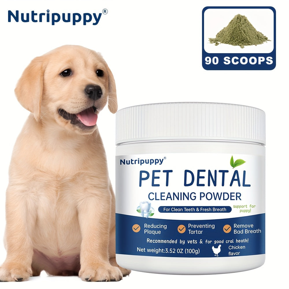 Pet Dental Powder for Dogs & Cats – Plaque Remover, Bad Breath Freshener & Tooth Cleaning Powder, No-Brush Oral Care Solution, 100g