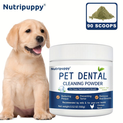 Pet Dental Powder for Dogs & Cats – Plaque Remover, Bad Breath Freshener & Tooth Cleaning Powder, No-Brush Oral Care Solution, 100g