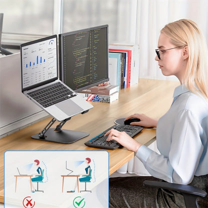 Foldable Laptop Stand with Vented Metal Tray, Dual-Hinge Riser and Three 10-16.5 Inch Source Options