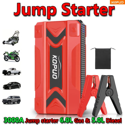 Car Jump Starter Power Bank 3-in-1 12V Battery Booster Charger LED Flashlight SOS for Cars Motorcycles for Garden, Patio and Yard Use