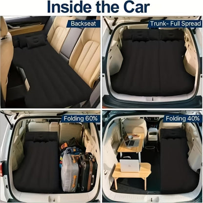 Inflatable Car Bed SUV Air Mattress – Flocked RV Camping Mattress 75"x51" with Storage Bag & Repair Kit | Black, Gray, Beige, Brown